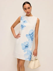 Floral Tye-Dye-Print Zipper Dress